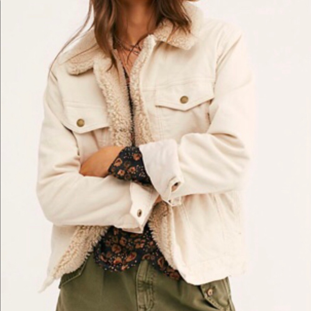 NWT Off Wht Men’s Denim Sherpa Jacket Free People